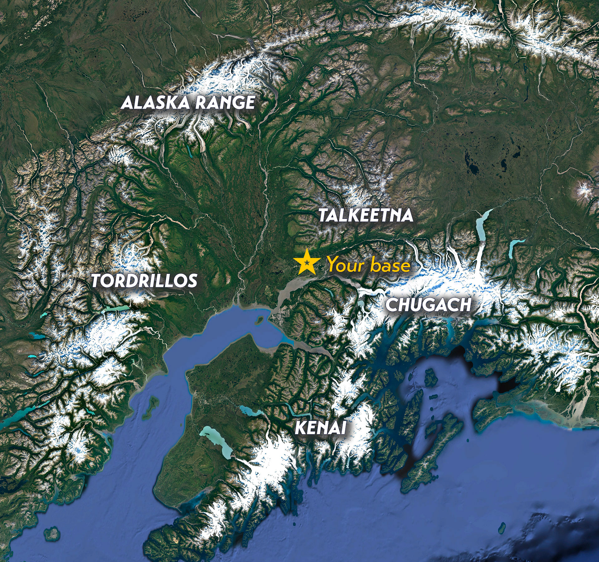 Southcentral Alaska mountain ranges
